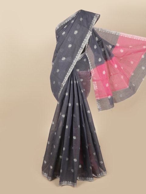 

Pothys Grey & Silver-Toned Woven Design Saree