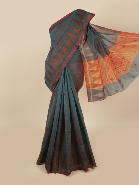 

Pothys Teal & Brown Woven Design Saree