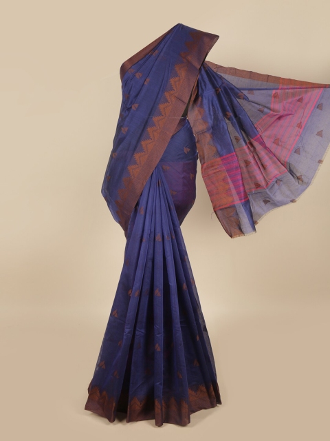 

Pothys Navy Blue & Pink Woven Design Saree