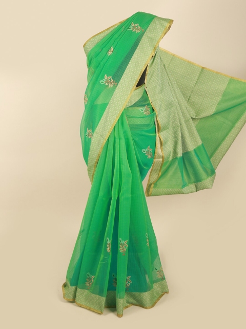 

Pothys Green & Yellow Woven Design Supernet Saree