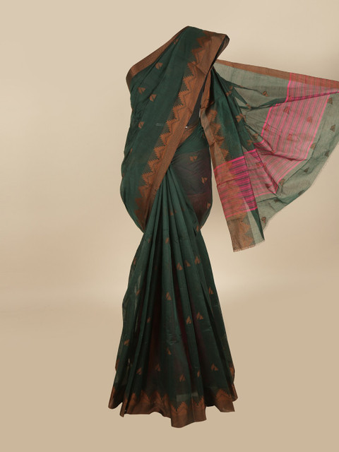 

Pothys Green & Rust Woven Design Saree