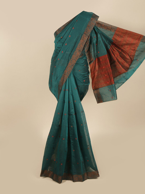 

Pothys Green & Copper-Toned Floral Saree