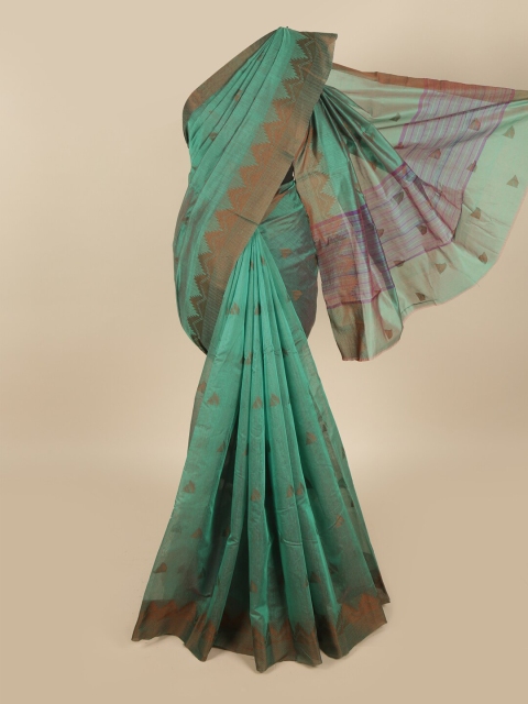 

Pothys Green & Brown Woven Design Cotton Blend Saree