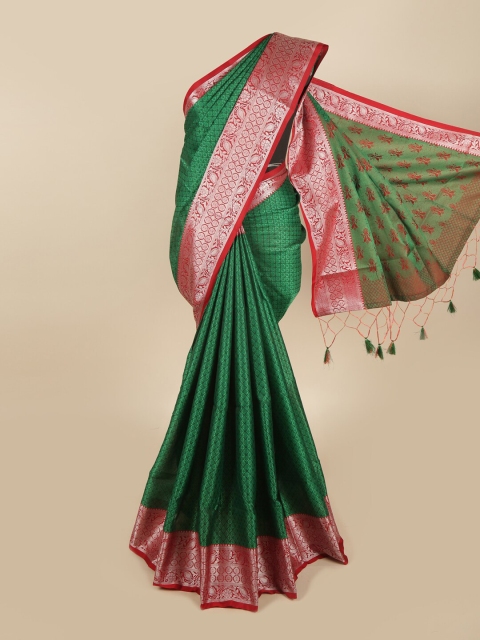 

Pothys Green & Red Ethnic Motifs Zari Art Silk Saree