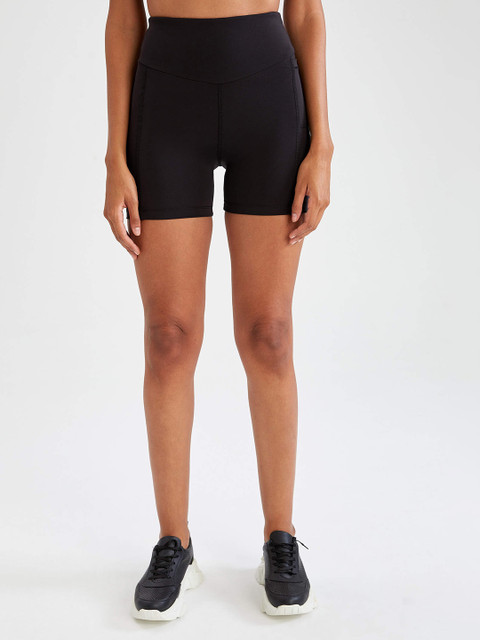 

DeFacto Women Black Solid Biker Shorts