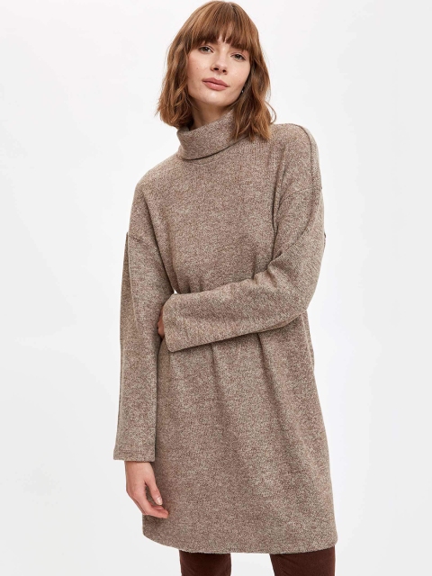 

DeFacto Women Brown Longline Pullover Sweater