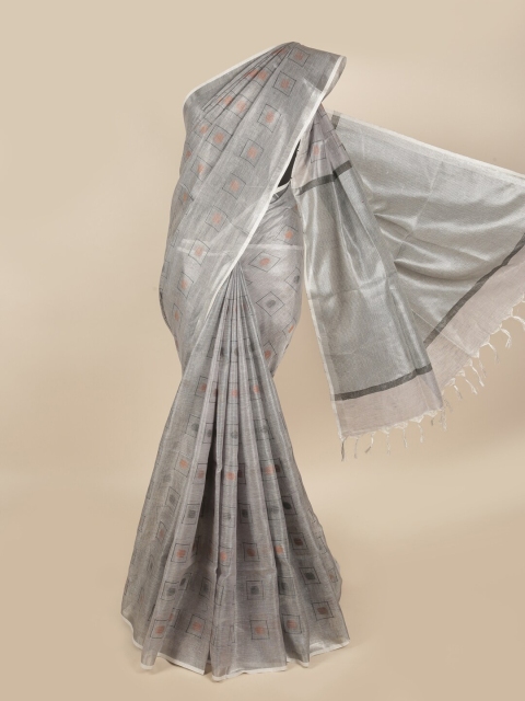 

Pothys Grey Woven Design Zari Linen Blend Saree