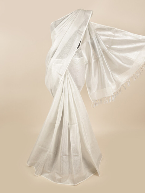 

Pothys Silver Linen Blend Saree