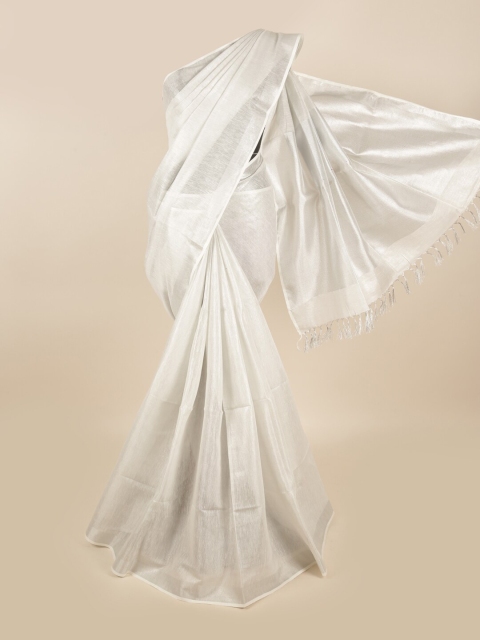 

Pothys Silver-Toned Zari Linen Blend Saree