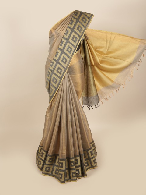 

Pothys Khaki & Copper-Toned Linen Blend Saree