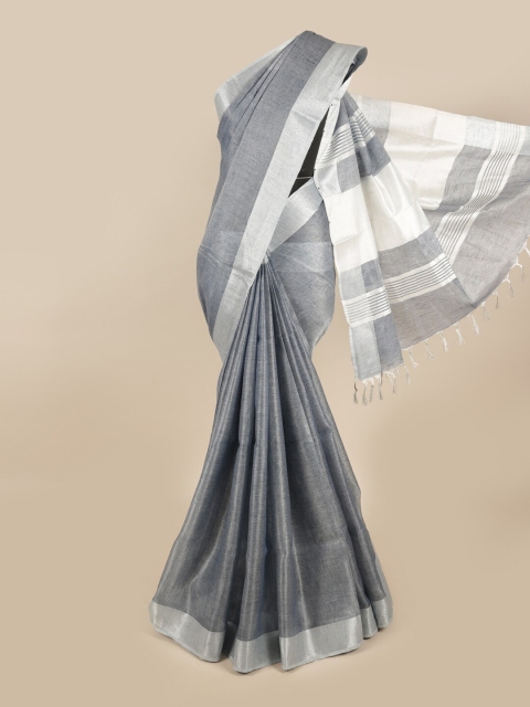

Pothys Grey & Beige Woven Design Linen Blend Saree