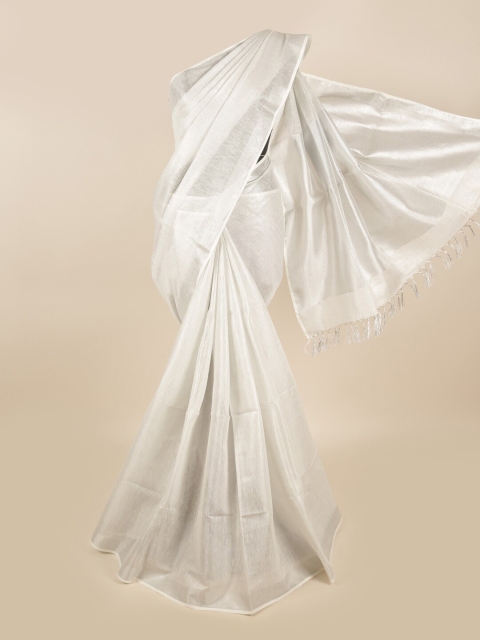 

Pothys White Linen Blend Saree