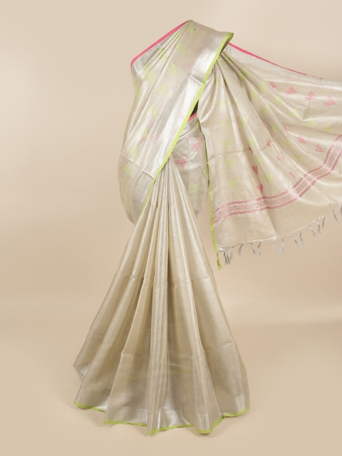 

Pothys Cream-Coloured & Pink Linen Blend Saree