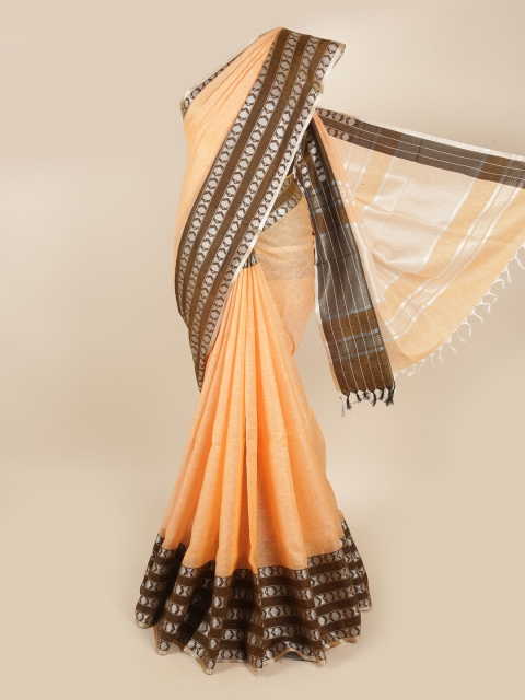 

Pothys Peach-Coloured Linen Blend Saree