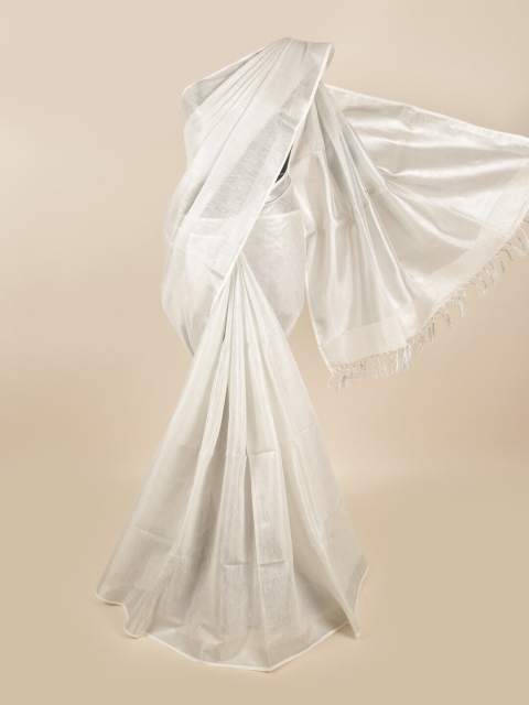 

Pothys Silver-Toned Woven Design Linen Blend Saree
