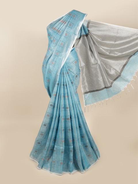 

Pothys Blue Linen Blend Saree