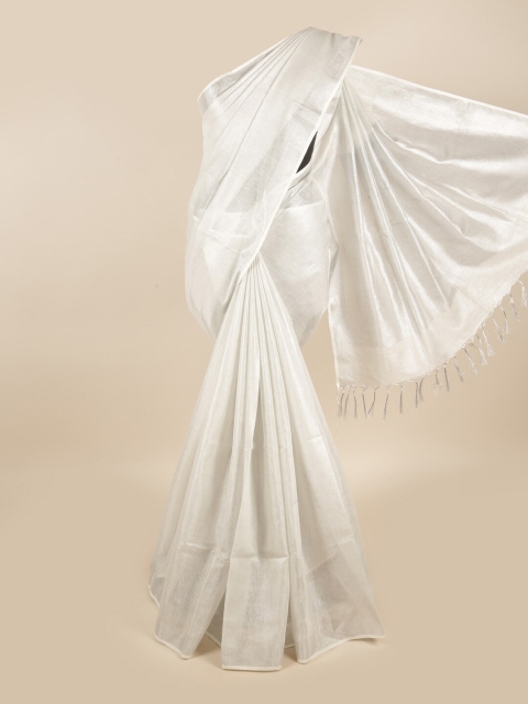 

Pothys Silver-Toned Linen Blend Saree