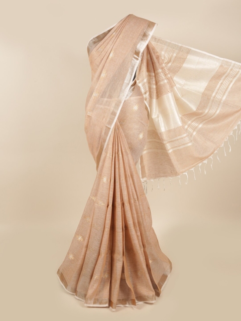 

Pothys Peach-Coloured Woven Design Linen Blend Saree