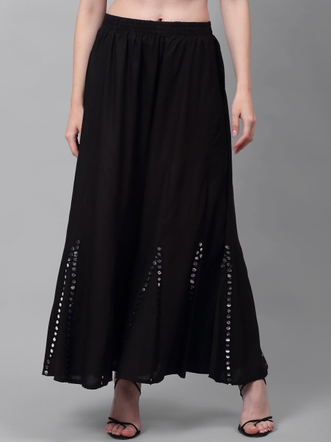 

NEUDIS Women Black Flared Mirror Work Ethnic Palazzos