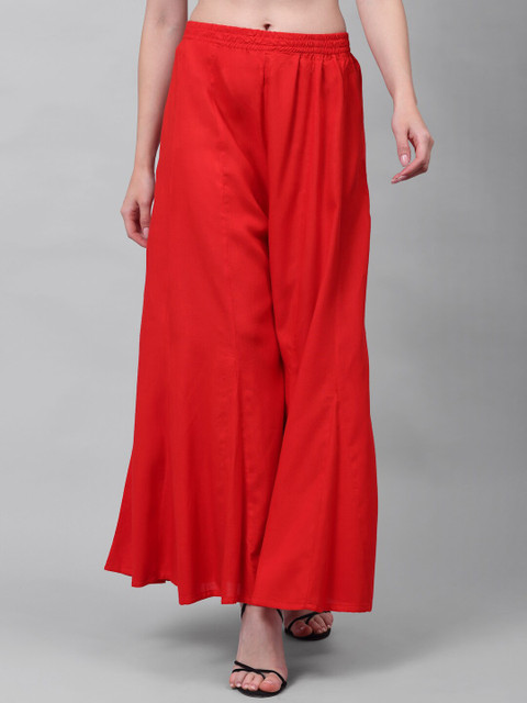 

NEUDIS Women Red Flared Palazzos