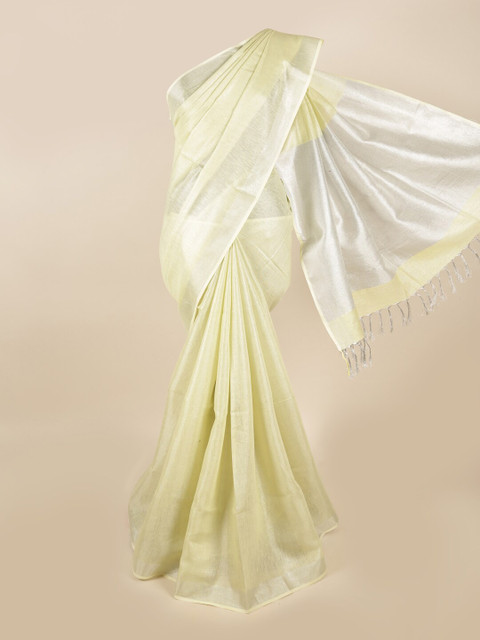 

Pothys Yellow & Silver-Toned Zari Linen Blend Saree