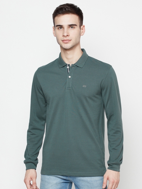 

METTLE Men Green Solid Polo Collar T-shirt, Olive