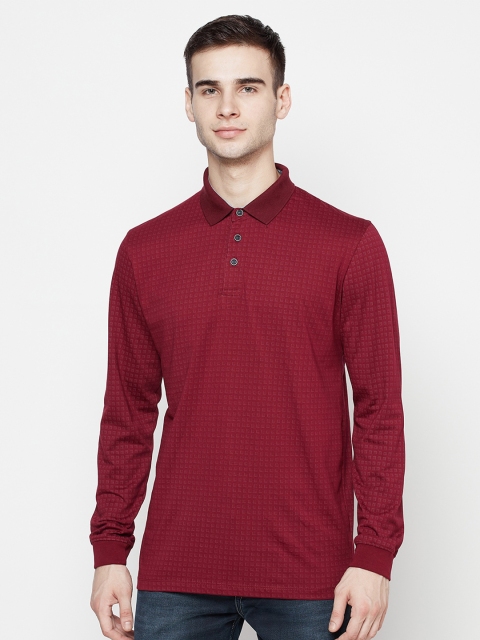 

METTLE Men Maroon Solid Polo Collar T-shirt