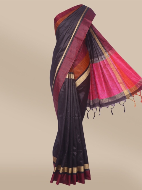 

The Chennai Silks Black & Purple Zari Saree