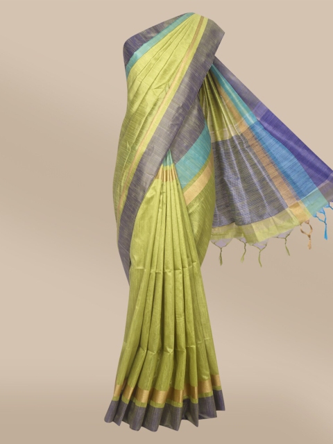 

The Chennai Silks Green & Blue Striped Saree