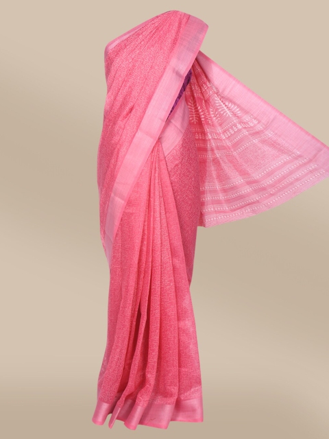 

The Chennai Silks Pink Geometric Printed Polyester Bhagalpuri Saree