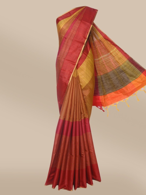 

The Chennai Silks Mustard & Gold-Toned Saree