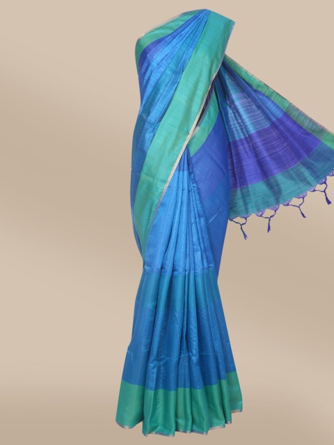 

The Chennai Silks Blue & Green Solid Saree