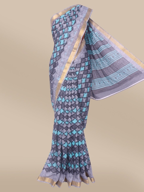 

The Chennai Silks Grey Geometric Printed Polyester Bhagalpuri Saree