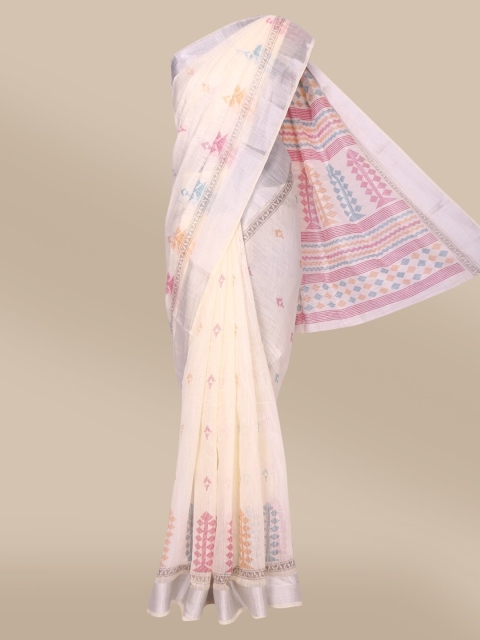 

The Chennai Silks Off White & Pink Bhagalpuri Saree