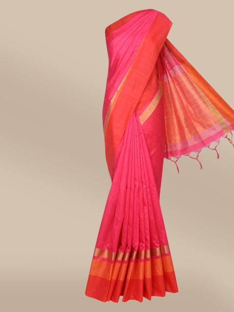 

The Chennai Silks Pink & Orange Woven Viscose Rayon Saree