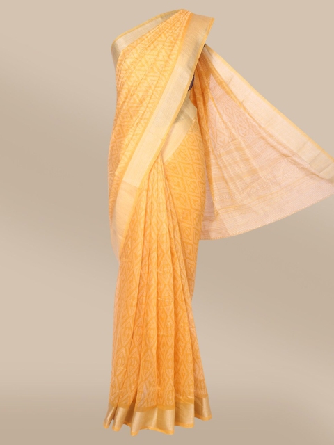 

The Chennai Silks Yellow Zari Bhagalpuri Saree