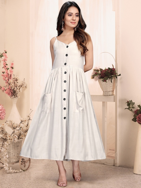 

Rizzly Women Cream-Coloured A-Line Maxi Dress