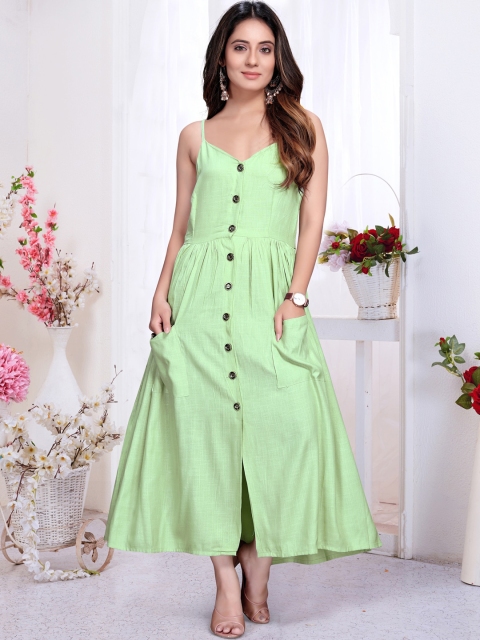 

Rizzly Women Lime Green Solid A-Line Maxi Dress