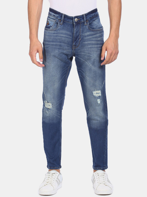 

U.S. Polo Assn. Denim Co. Men Blue Slim Fit Mildly Distressed Light Fade Jeans
