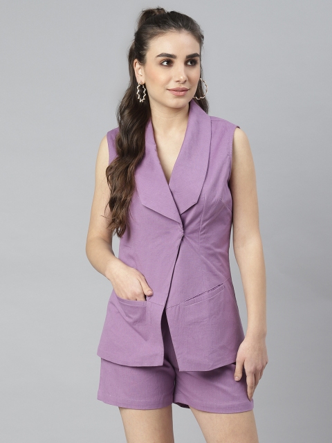 

DEEBACO Women Lavender Pure Cotton Co-Ord Set