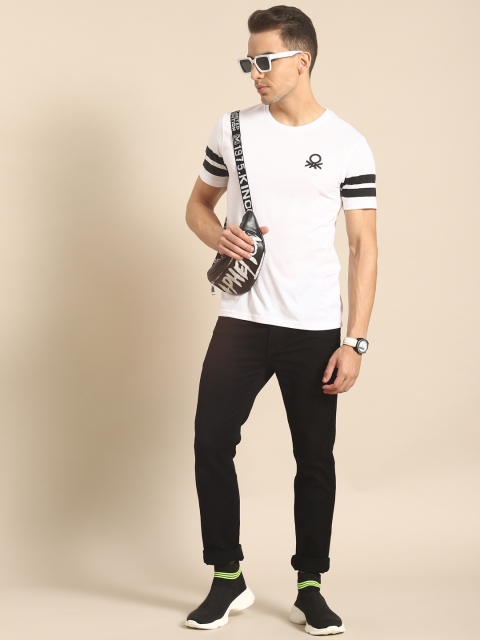 

United Colors of Benetton Men White Brand Logo Printed T-shirt