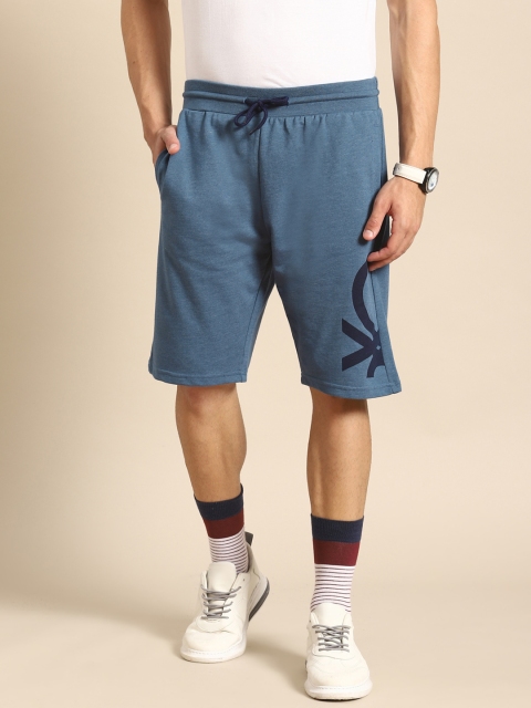 

United Colors of Benetton Men Navy Blue Printed Mid-Rise Sports Shorts