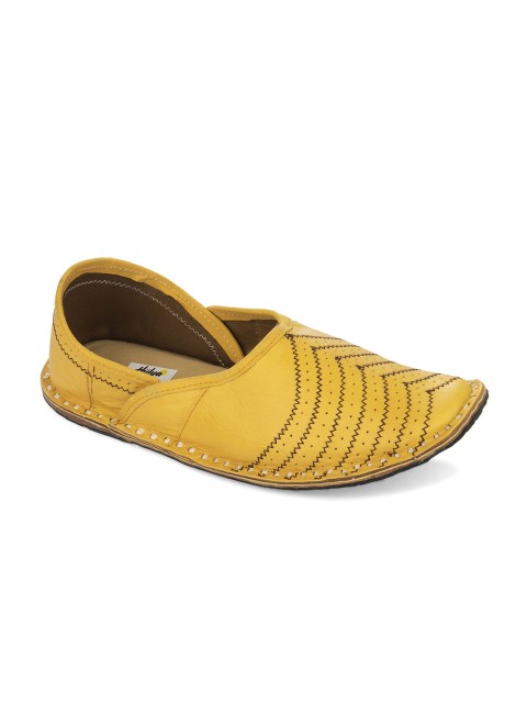 

Hulya Men Mustard Yellow Textured Leather Mojaris