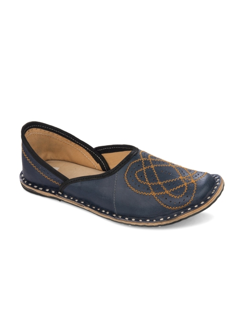 

Hulya Men Black Leather Slip-On Mojari