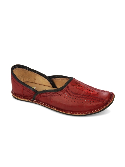 

Hulya Men Red Perforations Leather Mojaris
