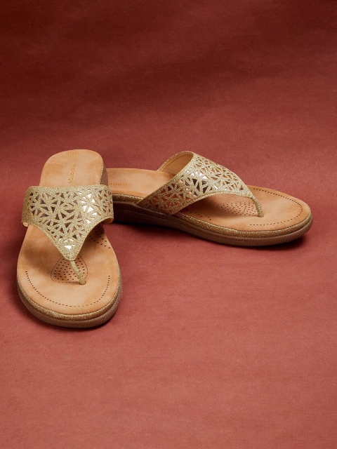 

Melange by Lifestyle Women Gold-Toned PU Comfort Sandals