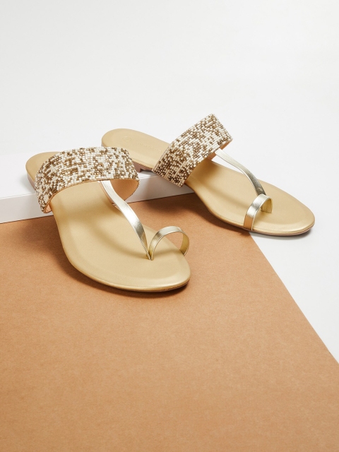 

Melange by Lifestyle Women Off White Embellished One Toe Flats