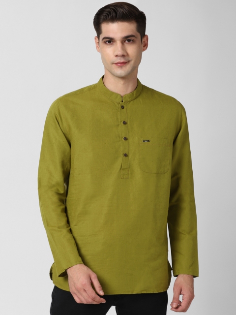

Peter England Men Green Solid Pure Linen Kurta
