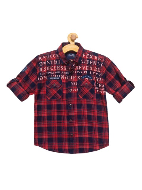 

CAVIO Boys Rust Premium Tartan Checks Opaque Checked Casual Shirt