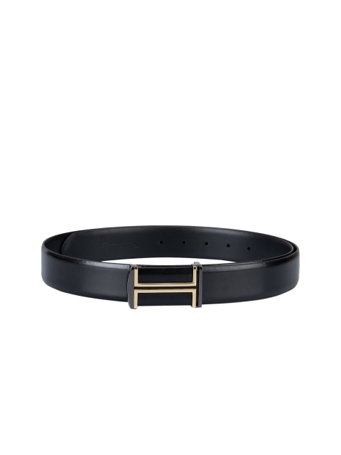 

Da Milano Men Black Textured Leather Formal Belt